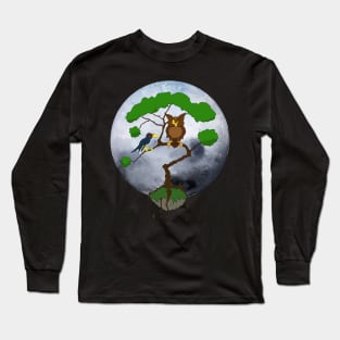 An Owl A Crow And The Moon Long Sleeve T-Shirt